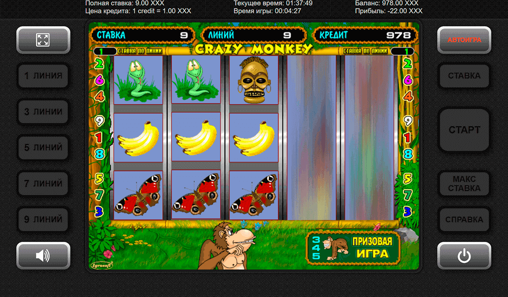 Автоспины в Crazy Monkey Автоспины в Crazy Monkey